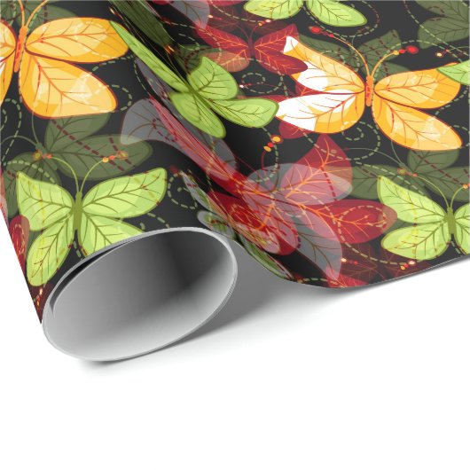 Dunkles Herbstmuster Geschenkpapier (Rolleneckpunkt)