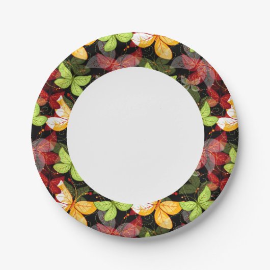 Dunkles Herbstmuster Pappteller (Vorderseite)