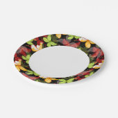 Dunkles Herbstmuster Pappteller (Schrägansicht)