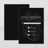 Dunkles Herz Gothic Black Modern Wedding Handfasts RSVP Karte (Vorne/Hinten)