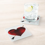 Dunkles Herz mit Gold Arrow Glass Untersetzer (Schrägansicht)