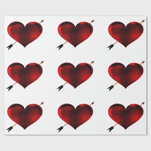 Dunkles Herz mit Gold-Bogenpapier Geschenkpapier (Flach)