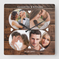 Dunkles Holz 4 Foto Collage Hochzeit Jahrestag