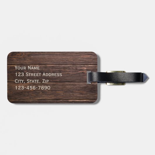 Dunkles Holz für seinen Gepäckträger Gepäckanhänger (Rückseite horizontal)