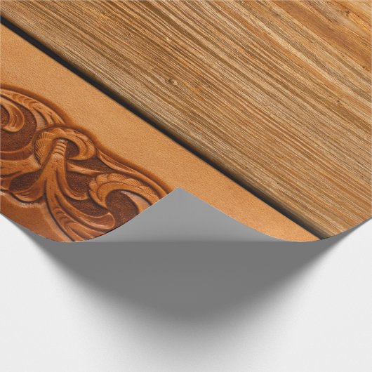 Dunkles Holz geschichteter Leder Western Naturstil Geschenkpapier (Ecke)