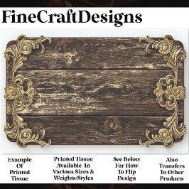 Dunkles Holz, Gold Scroll Verzierung AN4 Decoupage Seidenpapier