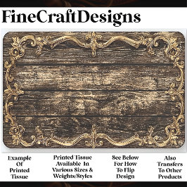 Dunkles Holz, goldbarocke Grenze AN6 Decoupage Seidenpapier