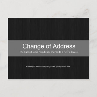 Dunkles Holz & Graue Adressenänderung Postkarte