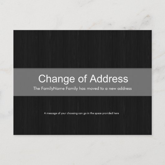 Dunkles Holz & Graue Adressenänderung Postkarte (Vorderseite)