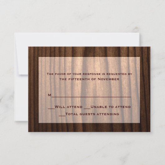 Dunkles Holz Land Hochzeitskarte RSVP Karte (Vorderseite)