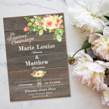 Dunkles Holz Rustikale Blume Hochzeitseinladung