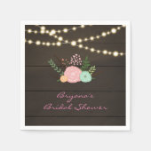 Dunkles Holz & Rustikale Flora & Lights Napkins Serviette (Vorderseite)