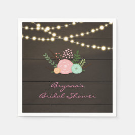 Dunkles Holz & Rustikale Flora & Lights Napkins Serviette