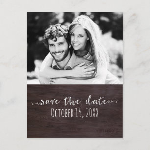 Dunkles Holz SAVE THE DATE Rustikale Hochzeitsfoto Ankündigungspostkarte