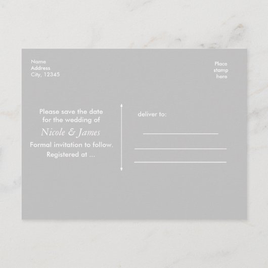 Dunkles Holz SAVE THE DATE rustikales Hochzeitssem Ankündigungspostkarte (Rückseite)