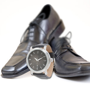 Dunkles Holz schwarzes Leder Strap Watch Armbanduhr