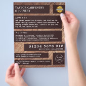 Dunkles Holz, Tischlerei, Tischlerwerbung Flyer (Hand)