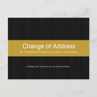 Dunkles Holz und gelbe Adressenänderung Postkarte