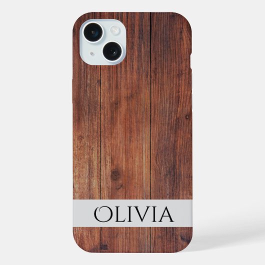 dunkles Holz und modern personalisiert iPhone Hülle (Rückseite)
