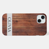 dunkles Holz und modern personalisiert iPhone Hülle (Rückseite (Horizontal))