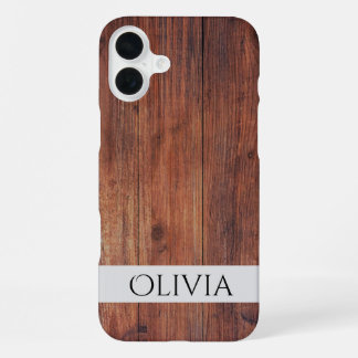 dunkles Holz und moderne Personalisierung iPhone 16 Plus Hülle