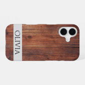 dunkles Holz und modernes personalisiertes  iPhone 16 Hülle (Rückseite (Horizontal))