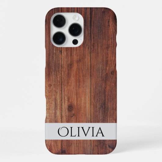 dunkles Holz und modernes personalisiertes iPhone Hülle (Rückseite)