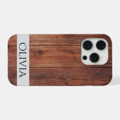 dunkles Holz und modernes Personalisiertes  iPhone Hülle (Rückseite (Horizontal))