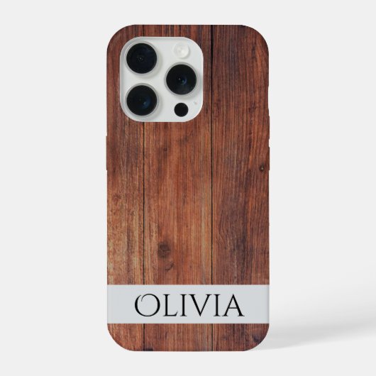 dunkles Holz und modernes Personalisiertes  iPhone Hülle (Rückseite)