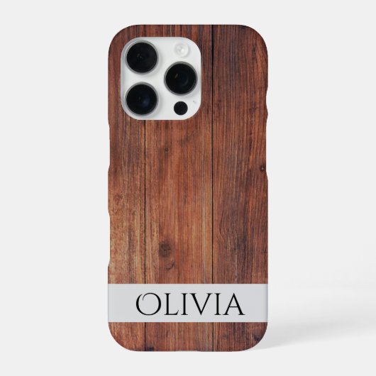 dunkles Holz und modernes Personalisiertes iPhone Hülle (Rückseite)