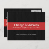 Dunkles Holz und rote Adressenänderung Postkarte (Vorne/Hinten)