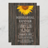 Dunkles Holz und Sonnenblumen Probe Abendessen Einladung (Vorne/Hinten)