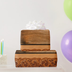 Dunkles Holz Werkzeugleder Western Natürlicher Sti Geschenkpapier