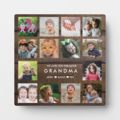 Dunkles Holz Wir Liebe Sie Oma 14 FotoCollage Fotoplatte (Vorderseite)