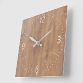 Dunkles Holzmuster Quadratische Wanduhr (Winkel)