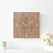 Dunkles Holzmuster Quadratische Wanduhr (Zuhause)