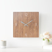 Dunkles Holzmuster Quadratische Wanduhr (Zuhause)
