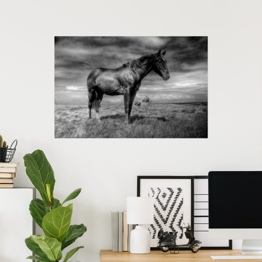 Dunkles Horse Poster (Heimbüro)