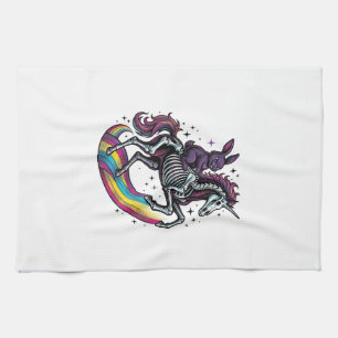 Dunkles Kaninchen Reitet Skelett Einhorn Vintage G Geschirrtuch
