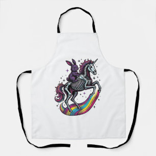 Dunkles Kaninchen Reitet Skelett Einhorn Vintage G Schürze
