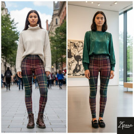 Dunkles Karo Klassisches Tartan Grün Rot Leggings