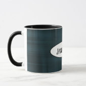 dunkles Karomuster mit Namen Tasse (Links)