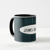 dunkles Karomuster mit Namen Tasse (Vorderseite Links)