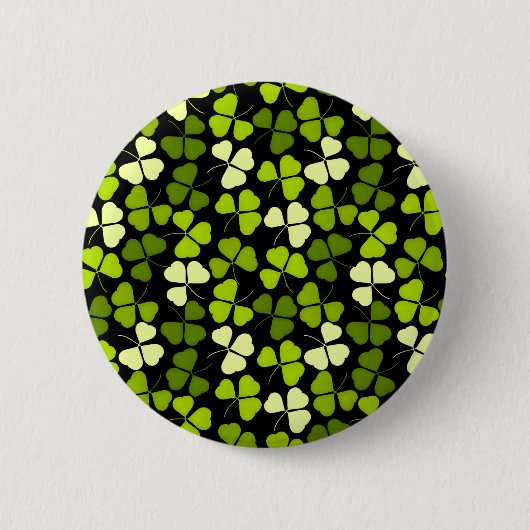 Dunkles Kleeblatt Muster grün und schwarz Button (Vorderseite)