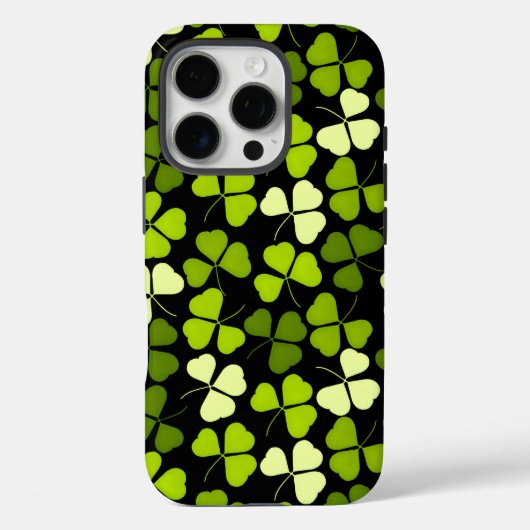 Dunkles Kleeblatt Muster grün und schwarz Case-Mate iPhone Hülle (Rückseite)