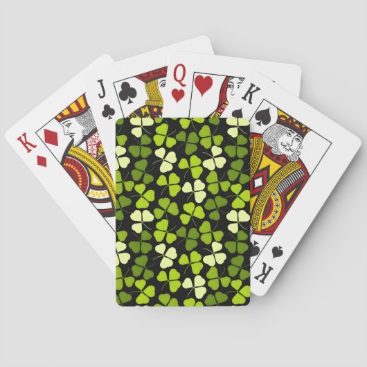 Dunkles Kleeblatt Muster grün und schwarz Spielkarten (Rückseite)