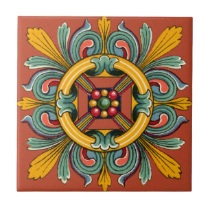 Dunkles Korallen-Victorian Fliesen-Design Fliese