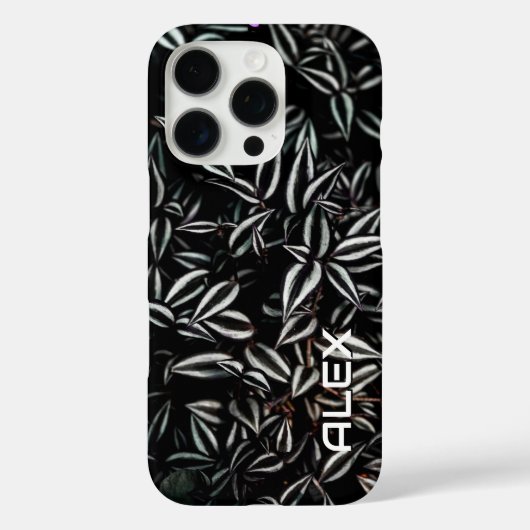 Dunkles Leaf mit weißen Kanten Case-Mate iPhone Hülle (Rückseite)