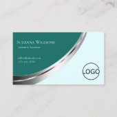 Dunkles Licht Aquamarin mit Silberdekoration und L Visitenkarte (Vorderseite)