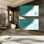 Dunkles Licht Aquamarin mit Silberdekoration und L Visitenkarte